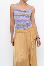 Load image into Gallery viewer, Vintage x Made in USA x Purple Zigzag Patterned Shiny Tank (XS)