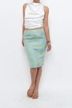 Load image into Gallery viewer, Vintage x RAFFINATTI Blue, Green Fitted Bamboo Midi Skirt (XS, S)