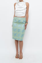 Load image into Gallery viewer, Vintage x RAFFINATTI Blue, Green Fitted Bamboo Midi Skirt (XS, S)