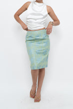 Load image into Gallery viewer, Vintage x RAFFINATTI Blue, Green Fitted Bamboo Midi Skirt (XS, S)
