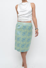 Load image into Gallery viewer, Vintage x RAFFINATTI Blue, Green Fitted Bamboo Midi Skirt (XS, S)