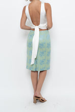 Load image into Gallery viewer, Vintage x RAFFINATTI Blue, Green Fitted Bamboo Midi Skirt (XS, S)
