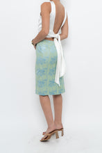 Load image into Gallery viewer, Vintage x RAFFINATTI Blue, Green Fitted Bamboo Midi Skirt (XS, S)