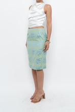 Load image into Gallery viewer, Vintage x RAFFINATTI Blue, Green Fitted Bamboo Midi Skirt (XS, S)