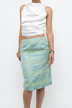Load image into Gallery viewer, Vintage x RAFFINATTI Blue, Green Fitted Bamboo Midi Skirt (XS, S)