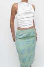 Load image into Gallery viewer, Vintage x RAFFINATTI Blue, Green Fitted Bamboo Midi Skirt (XS, S)