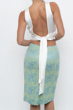 Load image into Gallery viewer, Vintage x RAFFINATTI Blue, Green Fitted Bamboo Midi Skirt (XS, S)