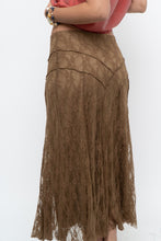 Load image into Gallery viewer, Vintage x Made in BULGARIA x Gold Lace Panelled Midi Skirt (S)