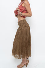 Load image into Gallery viewer, Vintage x Made in BULGARIA x Gold Lace Panelled Midi Skirt (S)