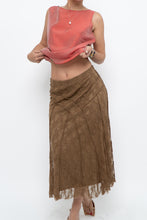 Load image into Gallery viewer, Vintage x Made in BULGARIA x Gold Lace Panelled Midi Skirt (S)