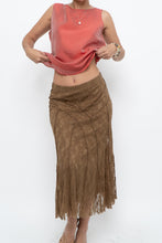 Load image into Gallery viewer, Vintage x Made in BULGARIA x Gold Lace Panelled Midi Skirt (S)