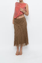 Load image into Gallery viewer, Vintage x Made in BULGARIA x Gold Lace Panelled Midi Skirt (S)