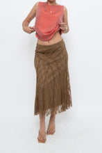 Load image into Gallery viewer, Vintage x Made in BULGARIA x Gold Lace Panelled Midi Skirt (S)