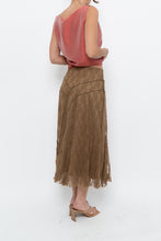 Load image into Gallery viewer, Vintage x Made in BULGARIA x Gold Lace Panelled Midi Skirt (S)