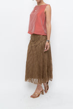 Load image into Gallery viewer, Vintage x Made in BULGARIA x Gold Lace Panelled Midi Skirt (S)