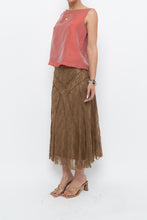 Load image into Gallery viewer, Vintage x Made in BULGARIA x Gold Lace Panelled Midi Skirt (S)