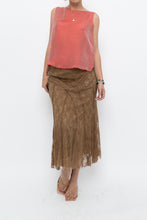 Load image into Gallery viewer, Vintage x Made in BULGARIA x Gold Lace Panelled Midi Skirt (S)