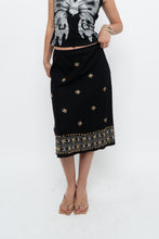 Load image into Gallery viewer, Vintage x RICHARD MALCOLM Black Beaded Linen Midi Skirt (S, M)
