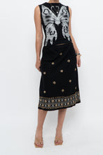Load image into Gallery viewer, Vintage x RICHARD MALCOLM Black Beaded Linen Midi Skirt (S, M)