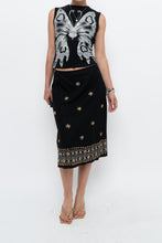 Load image into Gallery viewer, Vintage x RICHARD MALCOLM Black Beaded Linen Midi Skirt (S, M)