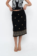 Load image into Gallery viewer, Vintage x RICHARD MALCOLM Black Beaded Linen Midi Skirt (S, M)