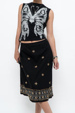 Load image into Gallery viewer, Vintage x RICHARD MALCOLM Black Beaded Linen Midi Skirt (S, M)