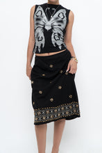 Load image into Gallery viewer, Vintage x RICHARD MALCOLM Black Beaded Linen Midi Skirt (S, M)