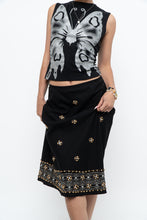 Load image into Gallery viewer, Vintage x RICHARD MALCOLM Black Beaded Linen Midi Skirt (S, M)