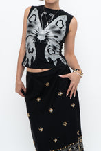 Load image into Gallery viewer, Vintage x Made in USA x Silver Buttefly Black Cotton Tank (XS, S)