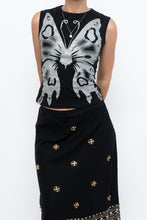 Load image into Gallery viewer, Vintage x Made in USA x Silver Buttefly Black Cotton Tank (XS, S)