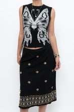 Load image into Gallery viewer, Vintage x Made in USA x Silver Buttefly Black Cotton Tank (XS, S)