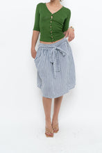 Load image into Gallery viewer, Vintage x Made in ITALY x Striped Linen Front-tie Midi Skirt (S)