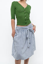 Load image into Gallery viewer, Vintage x Made in ITALY x Striped Linen Front-tie Midi Skirt (S)