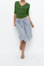 Load image into Gallery viewer, Vintage x Made in ITALY x Striped Linen Front-tie Midi Skirt (S)