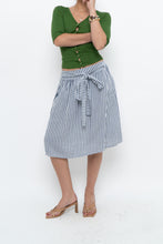Load image into Gallery viewer, Vintage x Made in ITALY x Striped Linen Front-tie Midi Skirt (S)