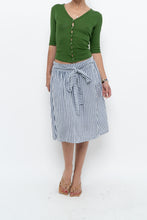 Load image into Gallery viewer, Vintage x Made in ITALY x Striped Linen Front-tie Midi Skirt (S)