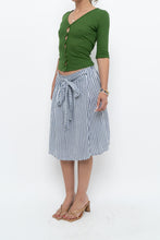 Load image into Gallery viewer, Vintage x Made in ITALY x Striped Linen Front-tie Midi Skirt (S)