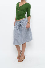 Load image into Gallery viewer, Vintage x Made in ITALY x Striped Linen Front-tie Midi Skirt (S)