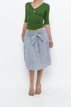 Load image into Gallery viewer, Vintage x Made in ITALY x Striped Linen Front-tie Midi Skirt (S)