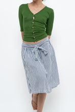 Load image into Gallery viewer, Vintage x Made in ITALY x Striped Linen Front-tie Midi Skirt (S)