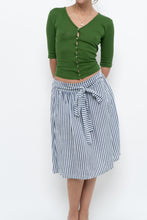 Load image into Gallery viewer, Vintage x Made in ITALY x Striped Linen Front-tie Midi Skirt (S)