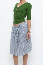 Load image into Gallery viewer, Vintage x Made in ITALY x Striped Linen Front-tie Midi Skirt (S)