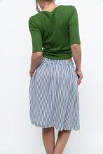 Load image into Gallery viewer, Vintage x Made in ITALY x Striped Linen Front-tie Midi Skirt (S)