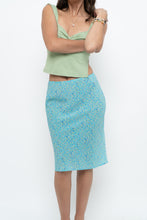 Load image into Gallery viewer, Vintage x Made in CANADA x Bright Teal Floral Midi Skirt (XS)