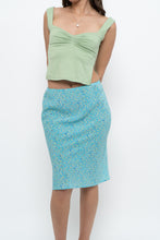 Load image into Gallery viewer, Vintage x Made in CANADA x Bright Teal Floral Midi Skirt (XS)
