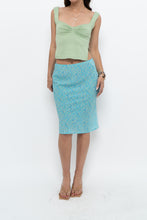 Load image into Gallery viewer, Vintage x Made in CANADA x Bright Teal Floral Midi Skirt (XS)