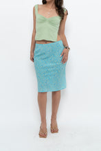 Load image into Gallery viewer, Vintage x Made in CANADA x Bright Teal Floral Midi Skirt (XS)