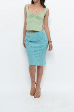 Load image into Gallery viewer, Vintage x Made in CANADA x Bright Teal Floral Midi Skirt (XS)