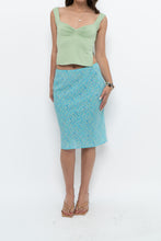 Load image into Gallery viewer, Vintage x Made in CANADA x Bright Teal Floral Midi Skirt (XS)