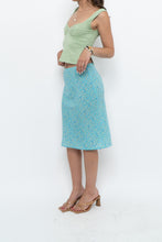 Load image into Gallery viewer, Vintage x Made in CANADA x Bright Teal Floral Midi Skirt (XS)